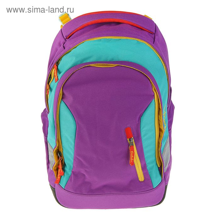 Рюкзак молодёжный, эргономичная спинка, Ergobag, 46 х 31 х 18 см, Satch Sleek Flash Runner, бирюзовый/фиолетовый - Фото 1