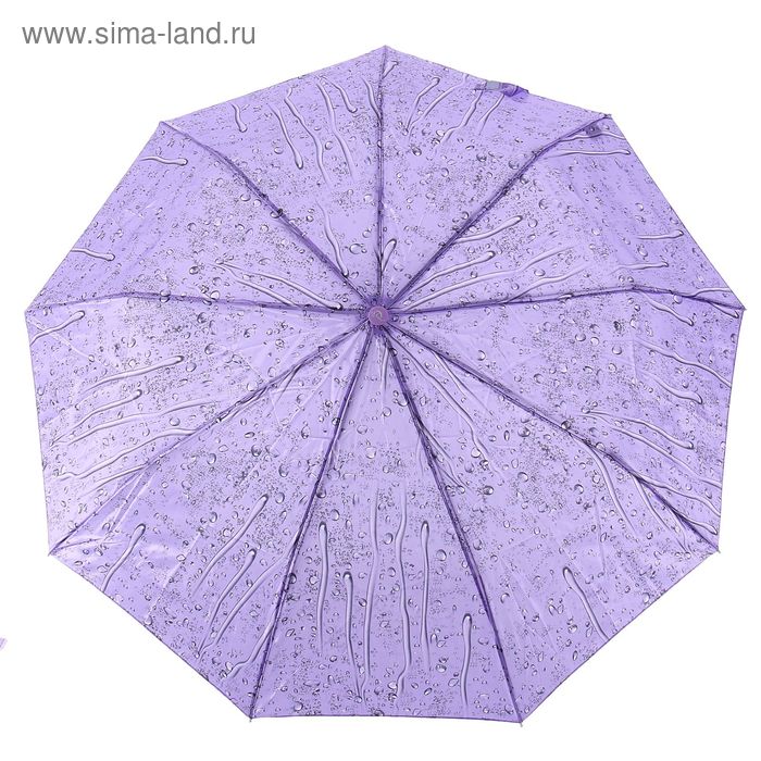 Зонт полуавтоматический "Капли", R=50см, цвет фиолетовый - Фото 1