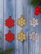 Ёлочные игрушки набор 6 шт. «Зимнее волшебство. Снежинка», d=3.5 см, МИКС - Фото 4