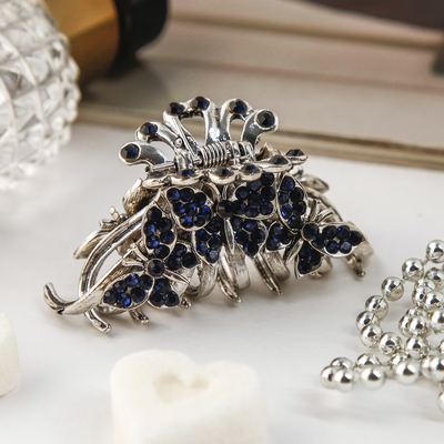 Краб для волос "Терция синяя" 5,5 см три бабочки