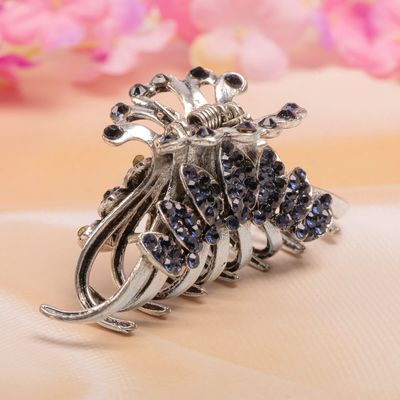 Краб для волос "Терция синяя" 5,5 см овалы