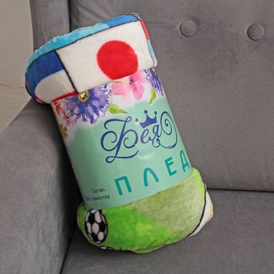 Плед велсофт 130х160 см, рис Футбол, 280 гр/м полиэстер