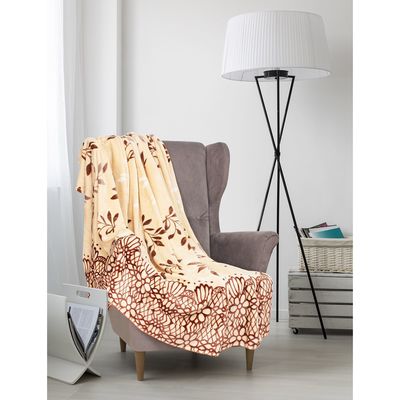 Плед велсофт 150х200 см, рис Лист, 280 гр/м полиэстер