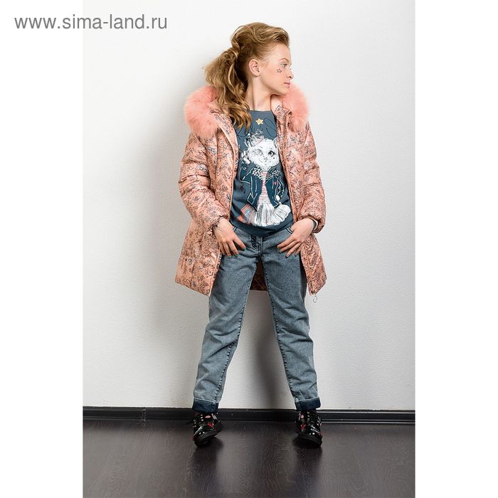 Пальто для девочки, рост 164 см, цвет персиковый - Фото 1