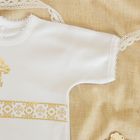 Платье крестильное, рост 56 см, цвет белый, принт золотистый К101-1_М - Фото 4
