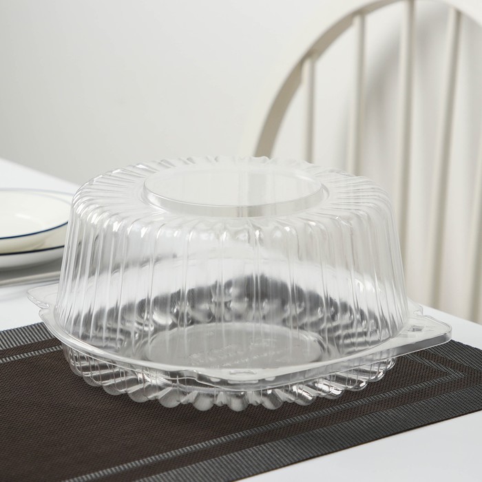 Контейнер для торта одноразовый с неразъёмной крышкой ИП-52 В, 23×11.4 см, внутренний 21×10.1 см, пластик, прозрачный - Фото 1
