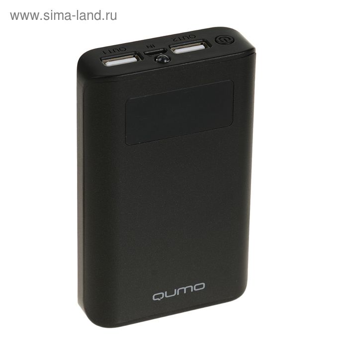 Внешний аккумулятор Qumo PowerAid, USB, 9600 мАч, 2/1 A, фонарик, литий-ионный, черный - Фото 1