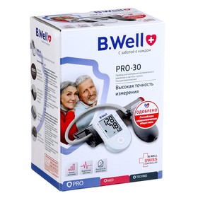 

Тонометр B.Well PRO 30, полуавтомат, манжета 22-32 см, 2хААА, без адаптера
