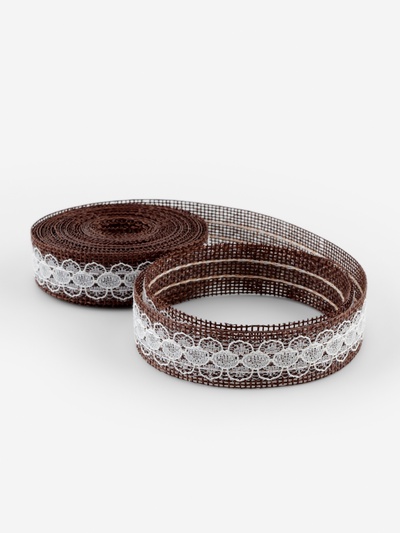Лента текстильная «Кружево», 20 мм, 4.5±0.5 м, коричневая