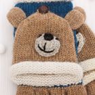 Митенки шерстяные детские «Мишутка», р. 18 (р. произв. 9), цвет синий, бежевый - Фото 3