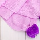 Комплект для девочки (шапка, шарф), размер 50, цвет фиолетовый - Фото 7