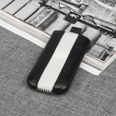 Чехол Time для телефона, с ремешком, размер 9, цвет чёрный/белый