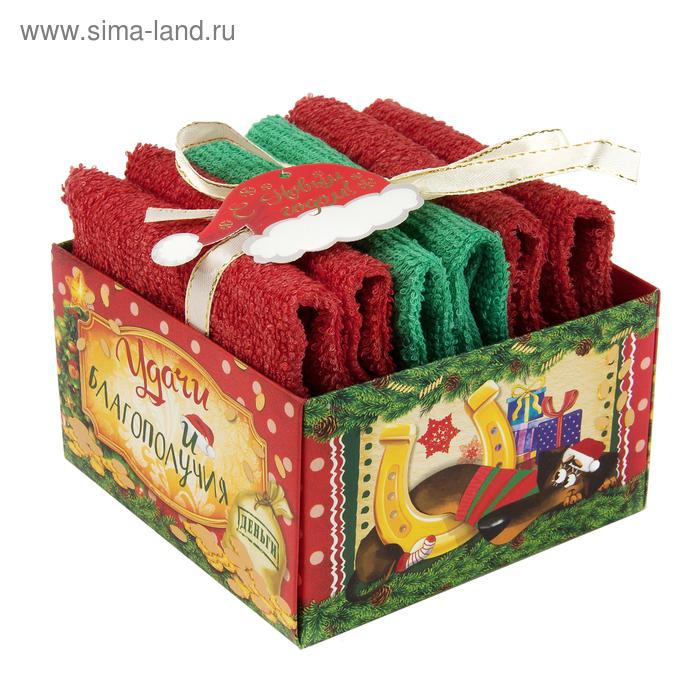 Наб. полотенец "Collorista" Удачи и благополучия 30х30 см-3 шт, 100% хлопок, 340 гр/м2 - Фото 1