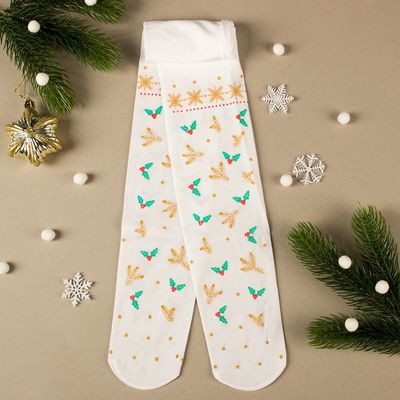Детск. капрон. колготки "Праздничные елочки" 116-136 см, 88% ПА, 12% эластан