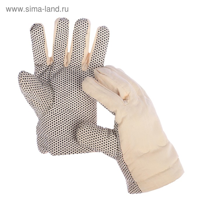 Перчатки, х/б, текстильные, с ватином, утеплённые, с ПВХ точками, Greengo - Фото 1