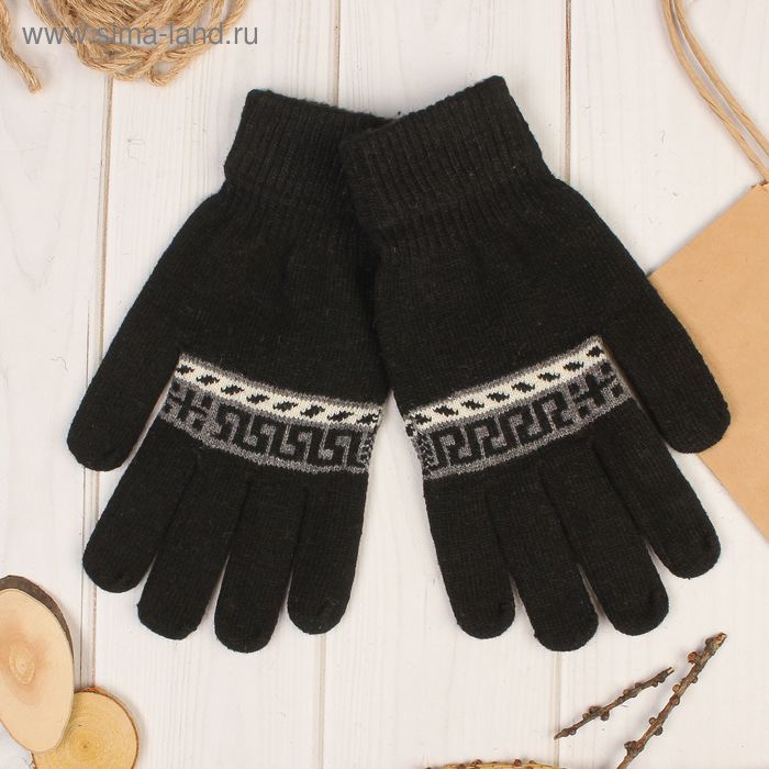 Перчатки шерстяные мужские "Кирос", размер 10, цвет чёрный - Фото 1
