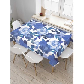 Скатерть на стол «Цветочная синева», прямоугольная, сатен, размер 120х145 см