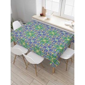 Скатерть на стол «Цветочные квадраты», прямоугольная, сатен, размер 120х145 см