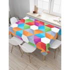 Скатерть на стол «Цветные пятиугольники», прямоугольная, сатен, размер 120х145 см - фото 306929061