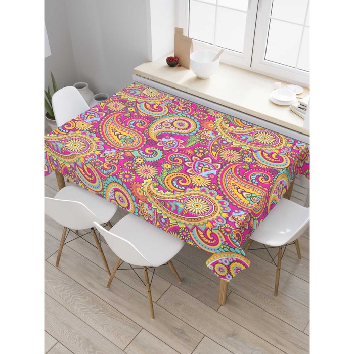 Скатерть на стол «Цветочные узоры», прямоугольная, сатен, размер 145х180 см