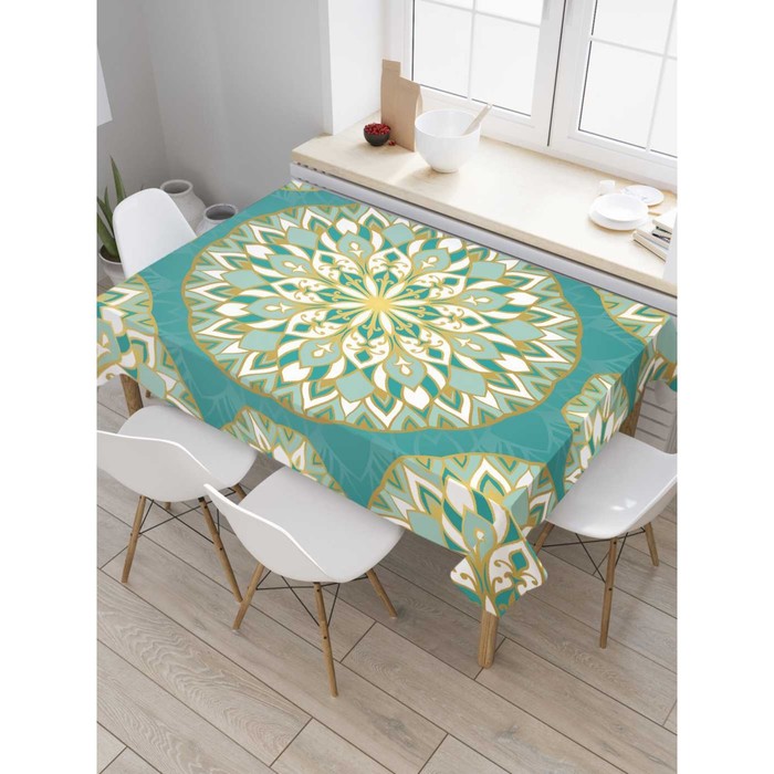 Скатерть на стол «Райские цветы», прямоугольная, сатен, размер 120х145 см