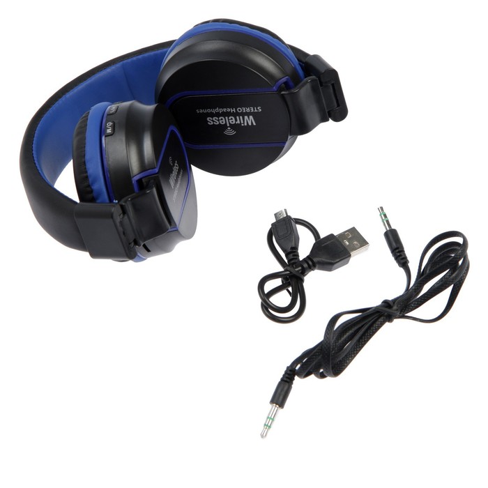 Наушники беспроводные Luazon HQ-3, складные, микрофон, microSD, черно-синие - фото 51293857
