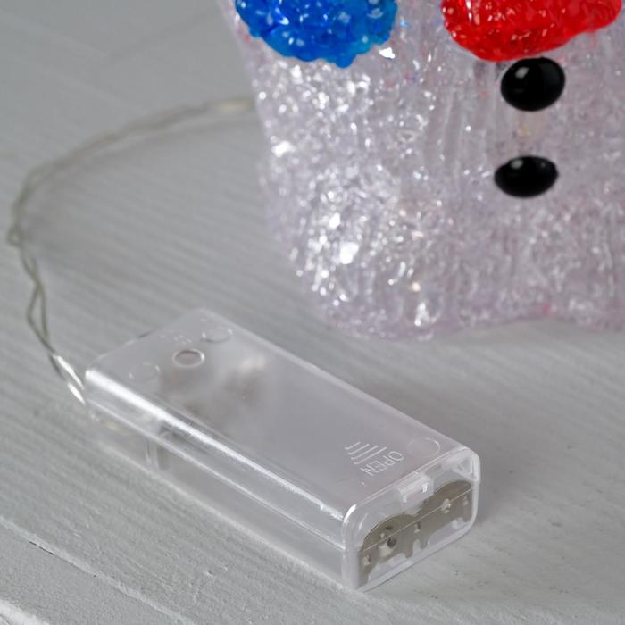 Светодиодная фигура «Снеговик» 11 × 22 × 11 см, акрил, 24 LED, батарейки ААх2 (не в комплекте), свечение белое - фото 1886251023