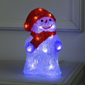 Светодиодная фигура «Снеговик в шарфе» 13 x 25 x 15 см, акрил, 30 LED, 220 В, свечение белое