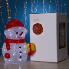Фигура акрил. "Снеговик с подарком" 21х25х30 см, с диммером, 40 LED, 220V, БЕЛЫЙ - Фото 3