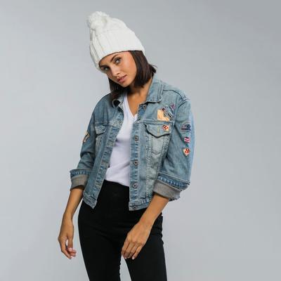 Шапка женская с помпоном "Кеми", размер 54-56, цвет белый