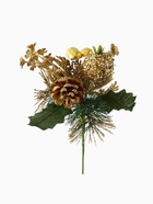 Еловая ветка декоративная «Зимнее волшебство. Мечты», пластик, шиповник в бисере, 18 см, золото - Фото 5