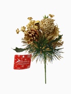 Еловая ветка декоративная «Зимнее волшебство. Мечты», пластик, шиповник в бисере, 18 см, золото - Фото 7