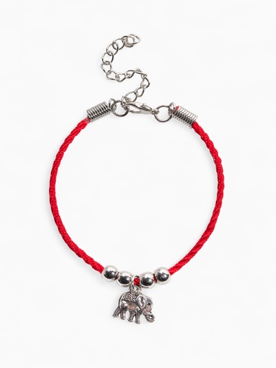 Браслет-оберег «Красная нить. Слон» талисман защиты, процветание и успех, цвет чернёное серебро, 20 см