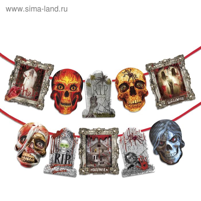 Гирлянда на ленте "HALLOWEEN", дл. 170 см - Фото 1