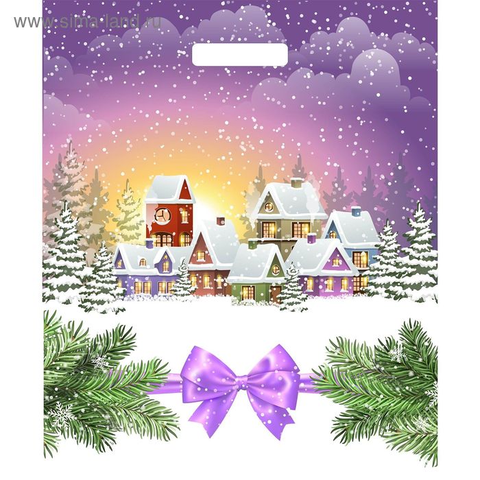 Пакет "Снежный городок", полиэтиленовый с вырубной ручкой, 45х38 см, 60 мкм - Фото 1