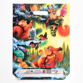 Пакет новогодний новогодний «Три бельчонка», полиэтиленовый с вырубной ручкой, 40?31 см (комплект 50 шт)