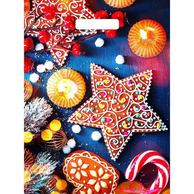 Пакет "Пряничная звезда", полиэтиленовый с вырубной ручкой, 40х31 см, 60 мкм