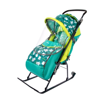 Санки коляска «Умка 3. Мишки», цвет изумрудный