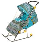 Санки коляска «Умка 3. Вязаный узор», цвет бирюзовый - Фото 1