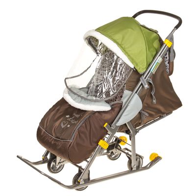 Санки коляска «Наши детки» цвет: фьюжн оливковый