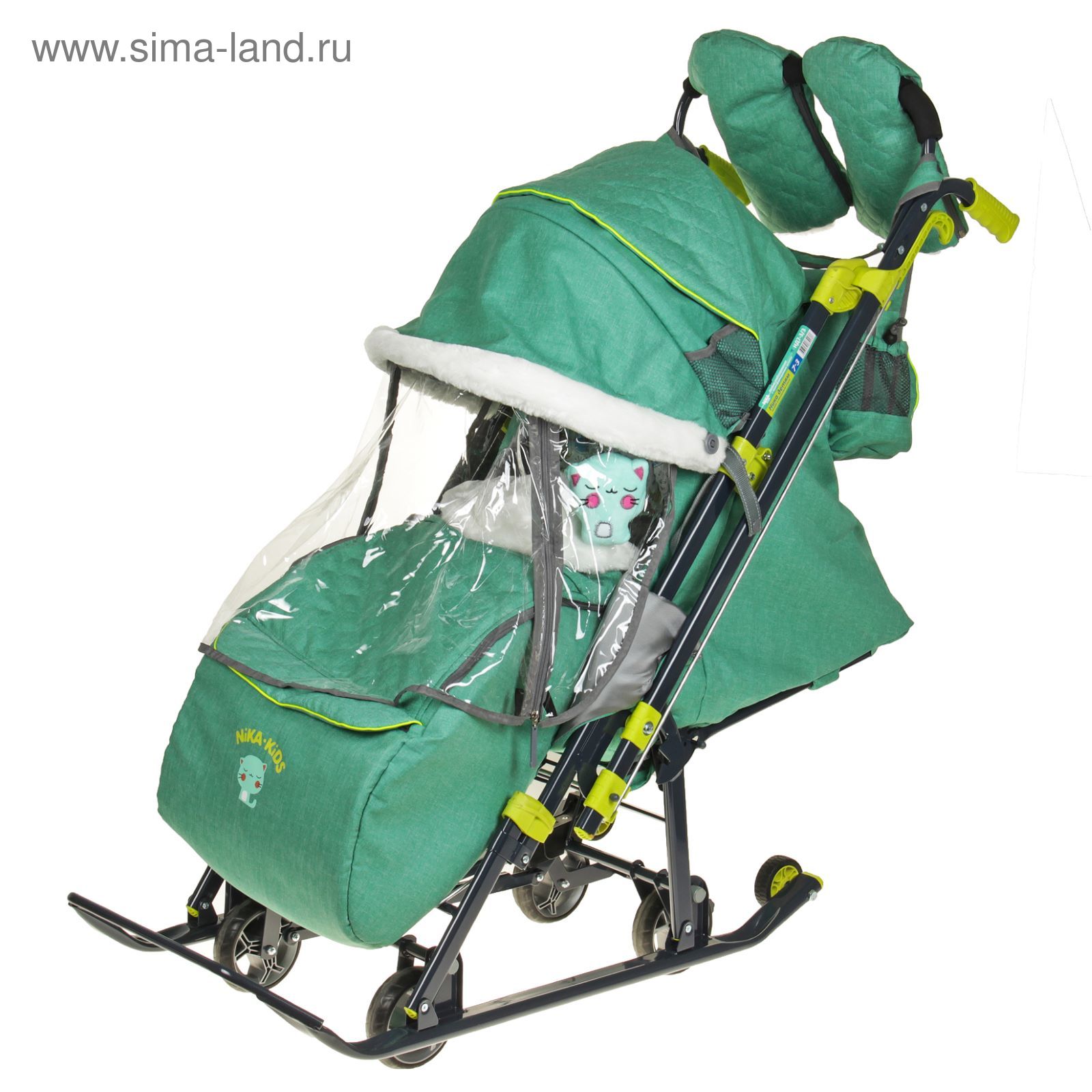 Санки коляски зеленые. Nika Kids санки-коляска 7-3.