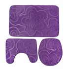 Набор ковриков для ванны и туалета 3 шт 39х43, 39х48, 50х80 см "Лужайка" цвет фиолетовый - Фото 2