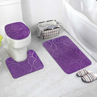 Набор ковриков для ванны и туалета 3 шт 39х43, 39х48, 50х80 см "Лужайка" цвет фиолетовый - Фото 1