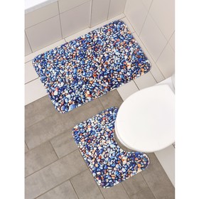 Набор ковриков для ванной и туалета Доляна «Галька», 2 шт: 40×50, 50×80 см