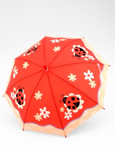 Зонт детский «Божья коровка», полуавтоматический, r=40см, цвет красный