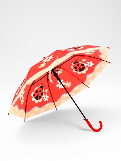 Зонт детский «Божья коровка», полуавтоматический, r=40см, цвет красный