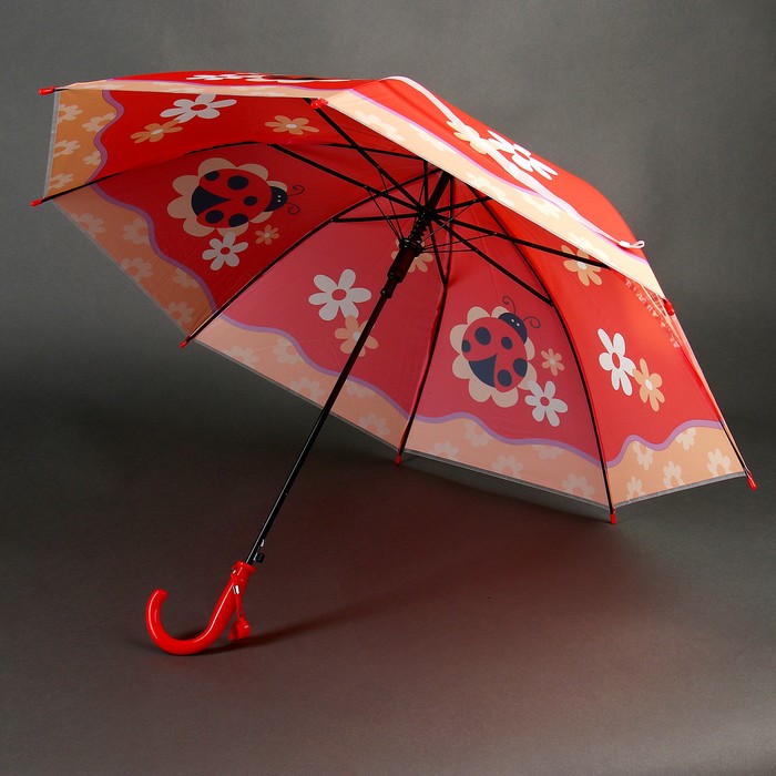 Зонт детский «Божья коровка», полуавтоматический, r=40см, цвет красный - фото 1883312451