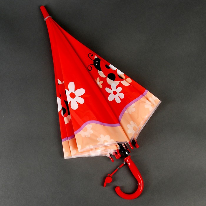 Зонт детский «Божья коровка», полуавтоматический, r=40см, цвет красный - фото 1883312453