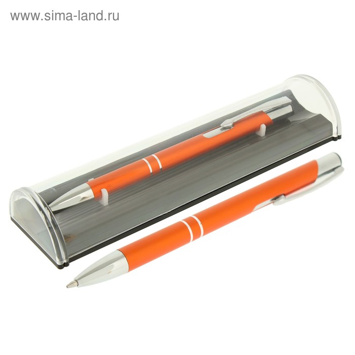 Ручка подарочная, шариковая, автоматическая, в пластиковом футляре, «NEW Стиль», оранжевая - Фото 1