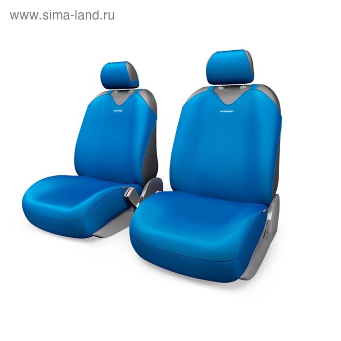 Чехол-майка AUTOPROFI R-1 SPORT PLUS R-402Pf BL, передний ряд, закрытое сиденье, полиэстер, 4 предмета, цвет синий - Фото 1